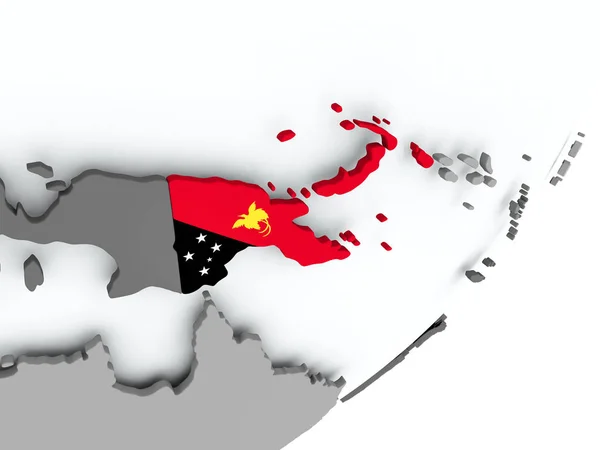 Flagge von Papua Neuguinea auf der Karte — Stockfoto