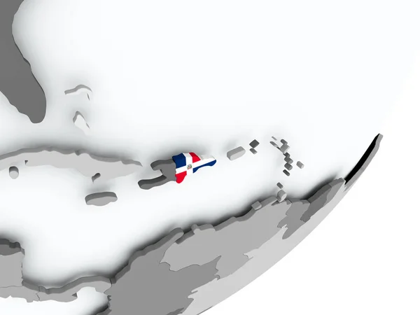 Vlajka Dominikánské republiky na mapě — Stock fotografie