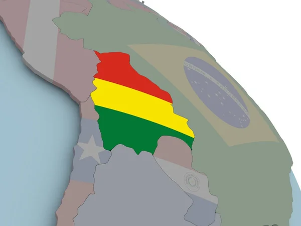Mappa di bolivia con la bandiera — Foto Stock