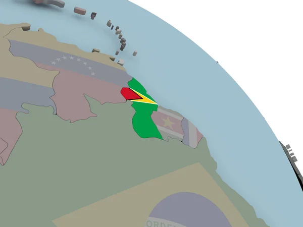 Mapa de Guyana con bandera — Foto de Stock