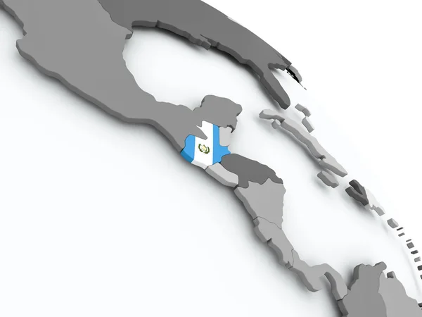 Map of Guatemala with flag on globe — Stock Photo, Image