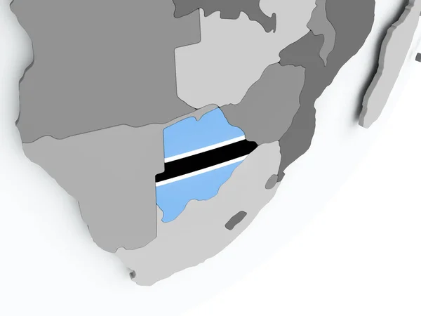 Bandera de Botswana en el mapa — Foto de Stock