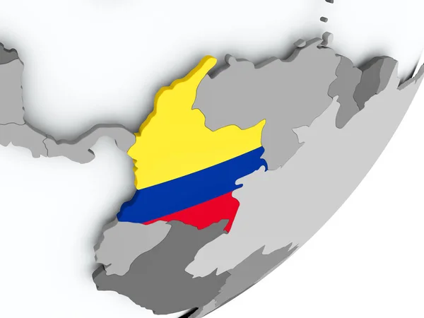 Σημαία της Κολομβίας στο χάρτη — Φωτογραφία Αρχείου