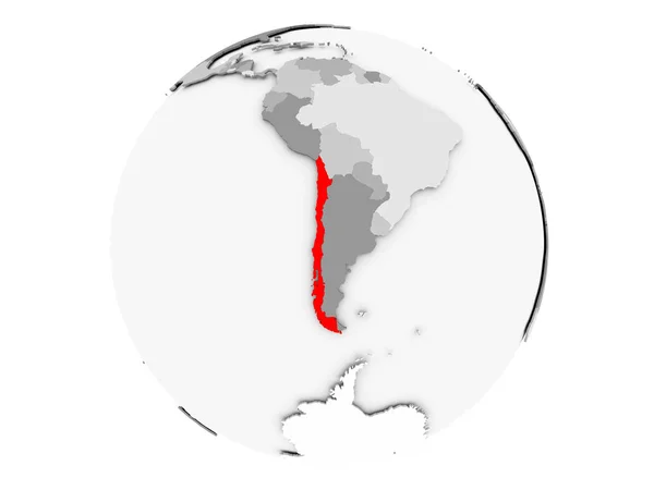 Chile na szary glob na białym tle — Zdjęcie stockowe