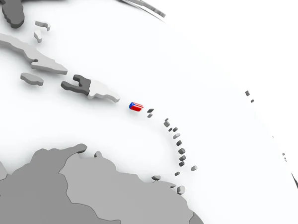 Porto Riko Haritası dünya üzerinde bayrak ile — Stok fotoğraf
