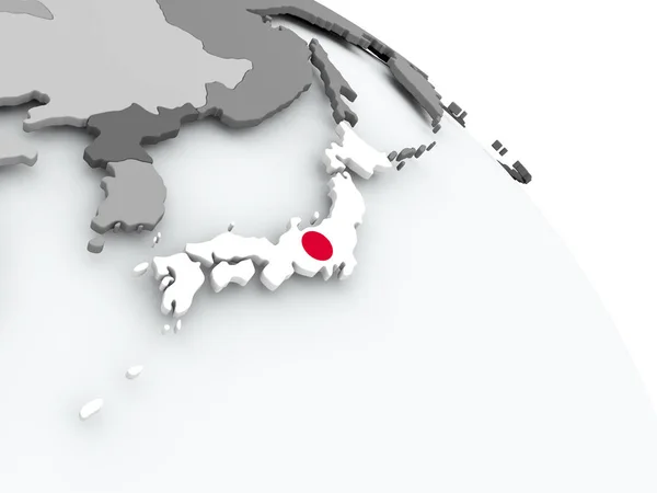 Mapa Japonska s vlajkou na zeměkouli — Stock fotografie