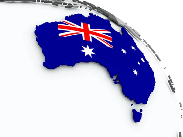 Χάρτης της Αυστραλίας με σημαία στον κόσμο — Φωτογραφία Αρχείου