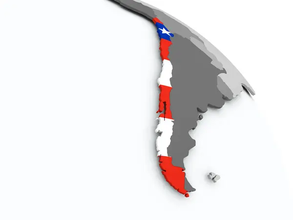 Map of Chile with flag on globe — Stock Photo, Image