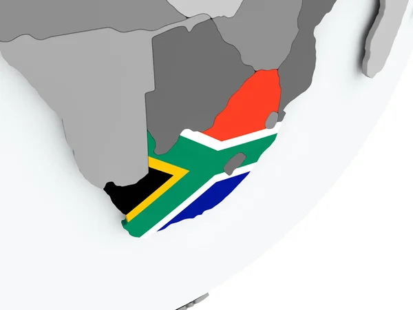 Vlag van Zuid-Afrika op kaart — Stockfoto