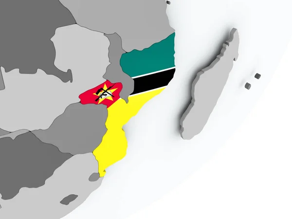 Drapeau de Mozambique sur la carte — Photo