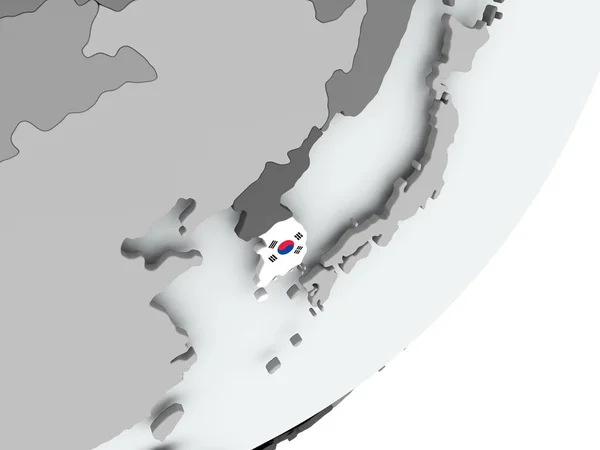 Bandeira da Coreia do Sul no mapa — Fotografia de Stock