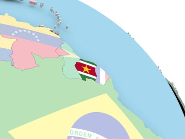 Dünya üzerinde Surinam Cumhuriyeti bayrağı