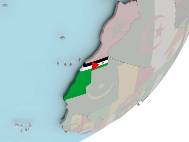 Dünya bayrakları ile üzerinde Batı Sahra