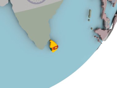 Sri Lanka bayrağı ile dünya üzerinde