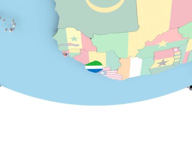 Dünya üzerinde bayrak ile Sierra Leone Haritası
