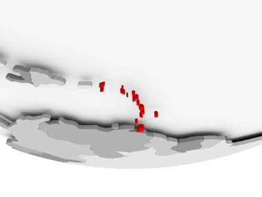 Caribbean harita üzerinde gri siyasi dünya