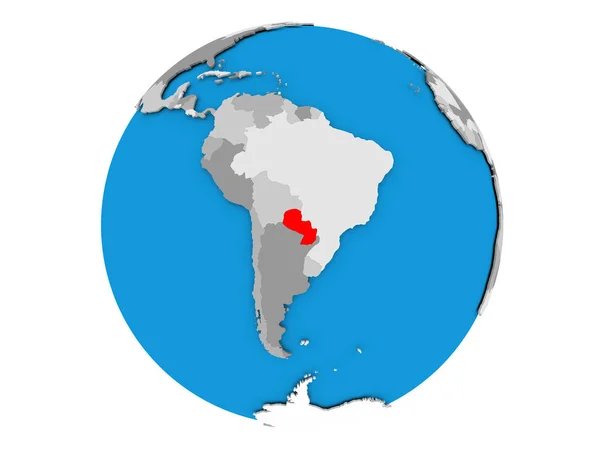 Paraguay on globe isolated — Stock Photo, Image