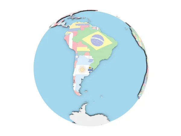 Uruguay on globe isolated — Stock Photo, Image