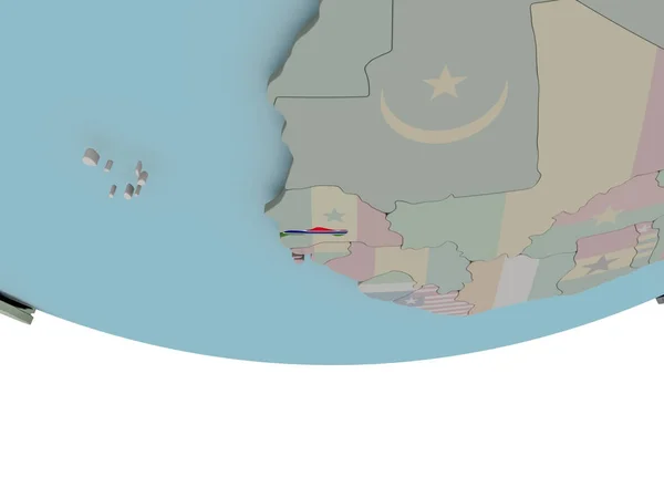 Gambia z flagą na całym świecie — Zdjęcie stockowe