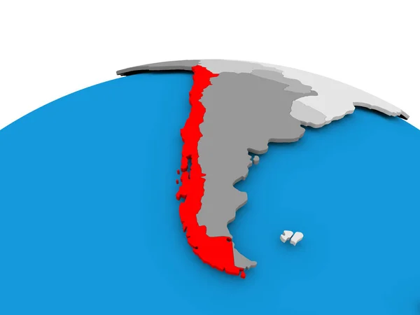 Chile på politiska jordglob — Stockfoto