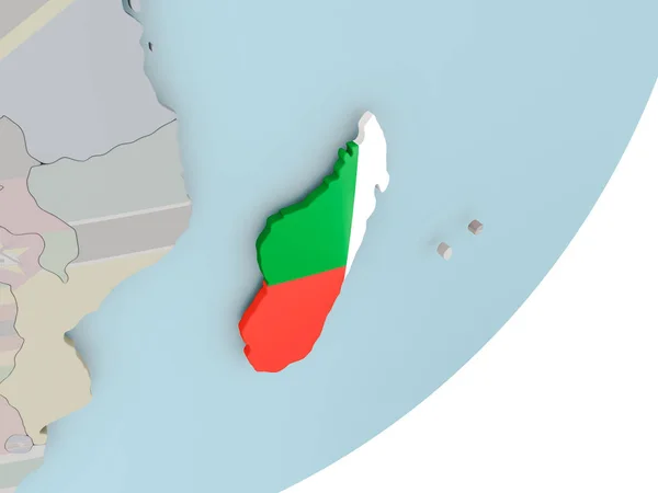 Madagascar on globe with flags — Stock Photo, Image