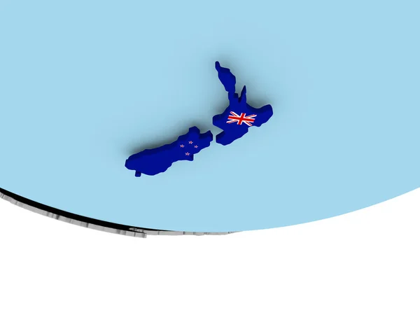 Χάρτης της Νέας Ζηλανδίας με σημαία στον κόσμο — Φωτογραφία Αρχείου