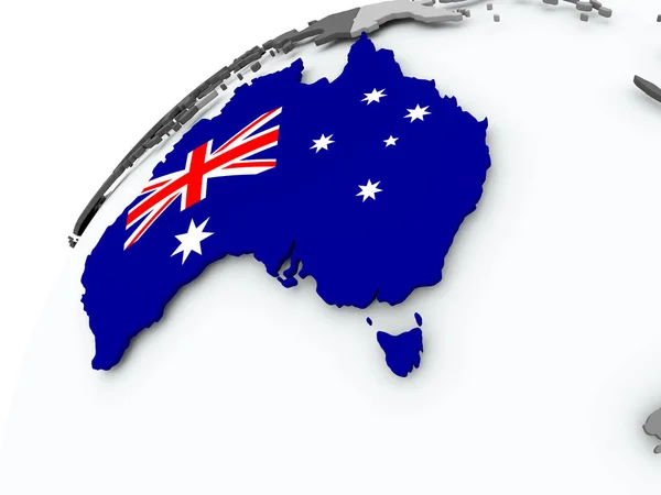 Flagge Australiens auf grauem Globus — Stockfoto