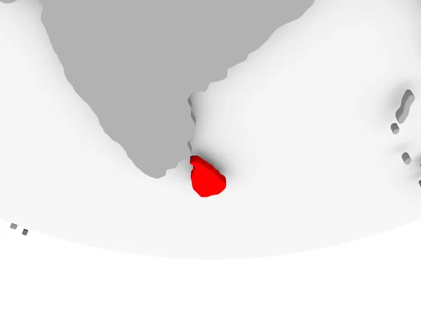 Kaart van Sri Lanka op grijs politieke wereldbol — Stockfoto