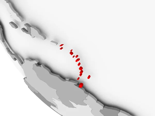 Mapa Karaiby na czerwono — Zdjęcie stockowe