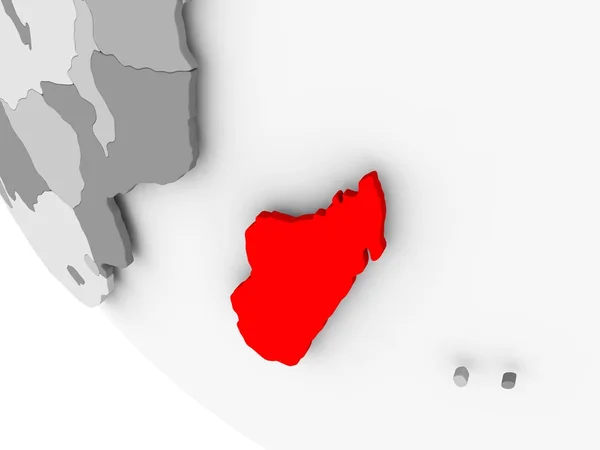 Mapa de Madagáscar em vermelho — Fotografia de Stock