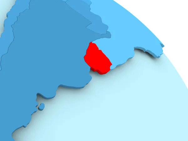 Uruguay auf blauem Globus — Stockfoto