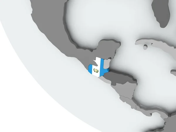 Bandiera del Guatemala sul globo politico — Foto Stock