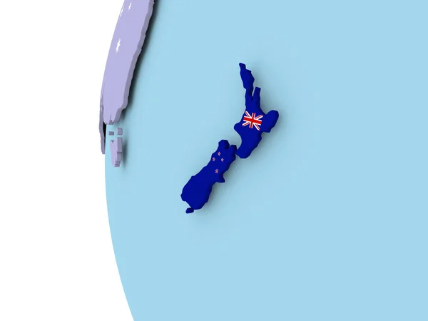 Bandeira da Nova Zelândia no mundo político — Fotografia de Stock