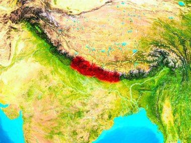 Nepal dünya üzerindeki kırmızı