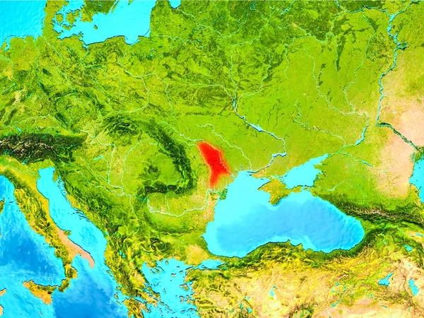 Moldavia in rosso sulla Terra — Foto Stock