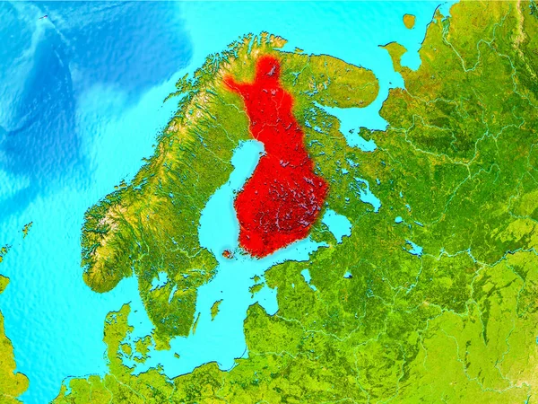 Finlande en rouge sur Terre — Photo