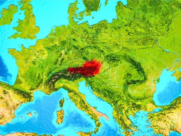 지구에 빨간색 오스트리아 — 스톡 사진