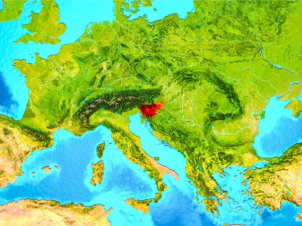 Slovenia in red on Earth — Stock Photo, Image
