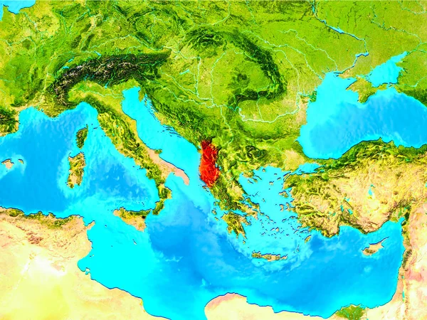 阿尔巴尼亚在地球上的红 — 图库照片
