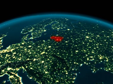 Yörünge görünümü Litvanya gece