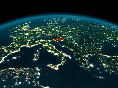 Geceleri Slovenya yörünge görünümü