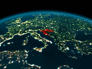 Hırvatistan yörünge görünümü geceleri