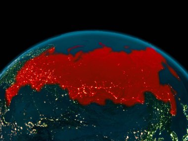 Rusya'nın yörünge görünümü geceleri