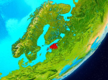 Estonya yörünge görünümünde kırmızı