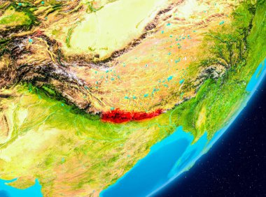 Nepal yörünge görünümünde kırmızı