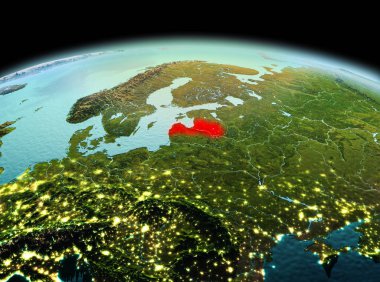 Planet Earth uzayda Letonya