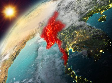 Myanmar Planet Earth günbatımı