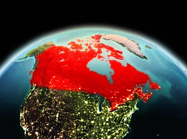 Kanada na planecie ziemi w przestrzeni — Zdjęcie stockowe