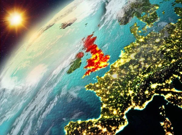 Verenigd Koninkrijk op de planeet aarde in de zonsondergang — Stockfoto