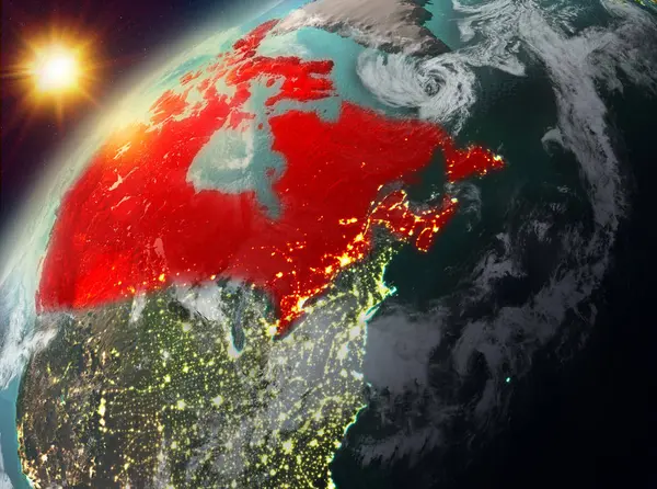 Kanada na planecie ziemi w zachód słońca — Zdjęcie stockowe